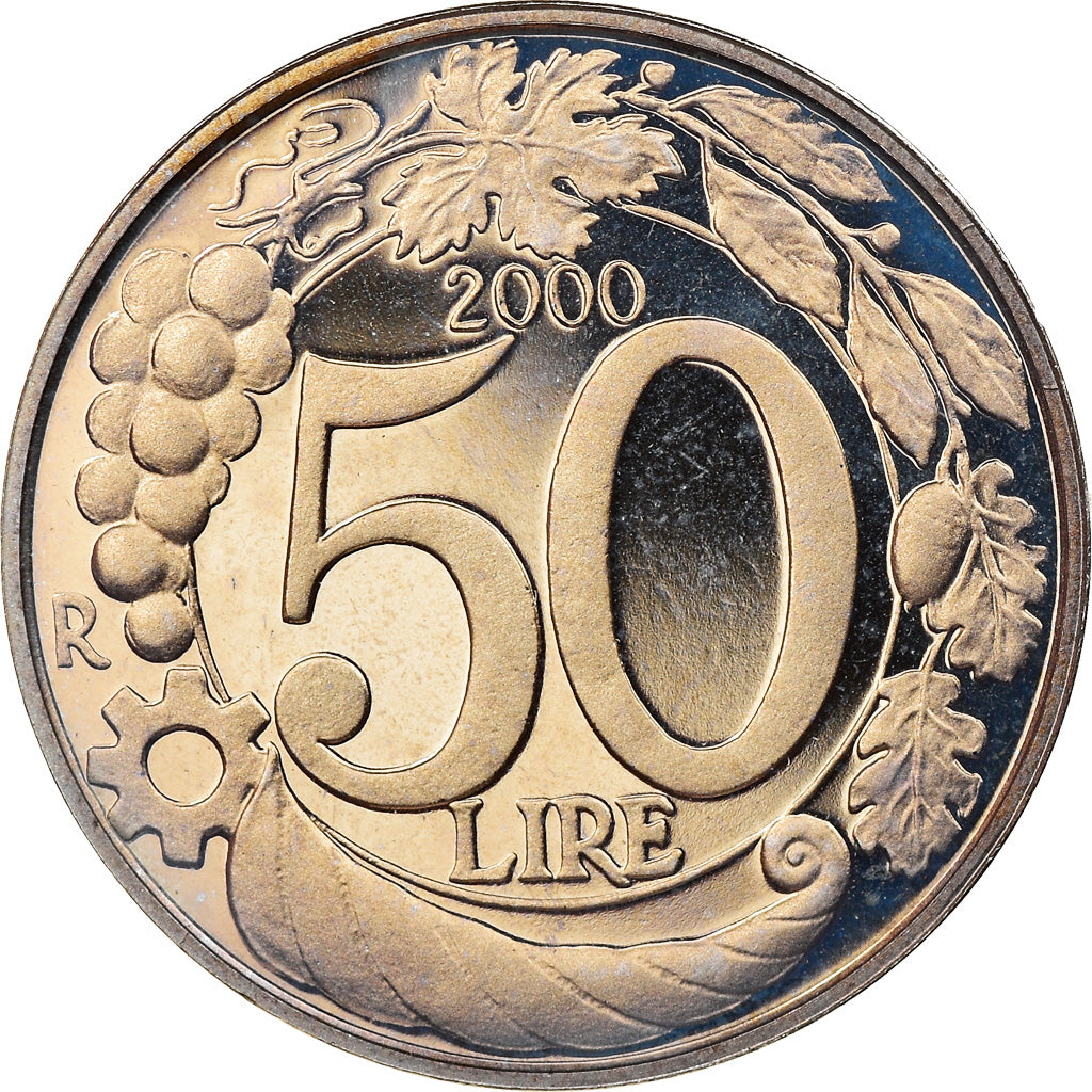 Coin, Italy, 50 Lire, 2000, Rome, Proof, MS(65-70), Copper-nickel, KM:183