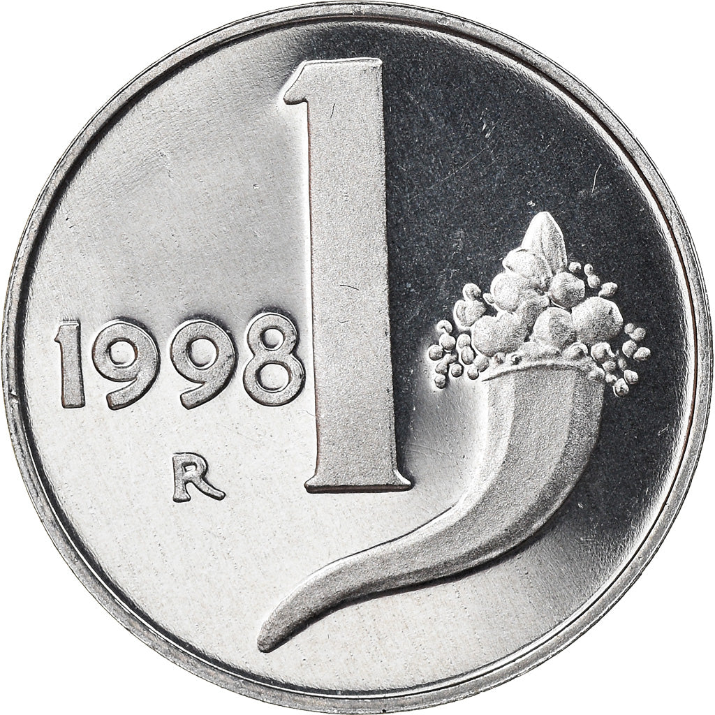 Coin, Italy, Lira, 1998, Rome, Proof, MS(65-70), Aluminum, KM:91
