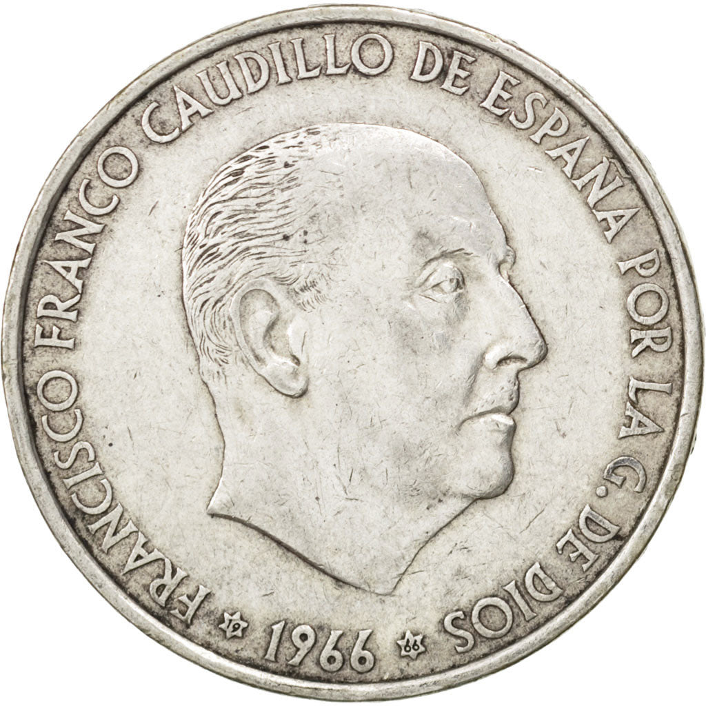 SPAIN, 100 Pesetas, 1966, KM #797, AU(50-53), Silver, 34, 19.00