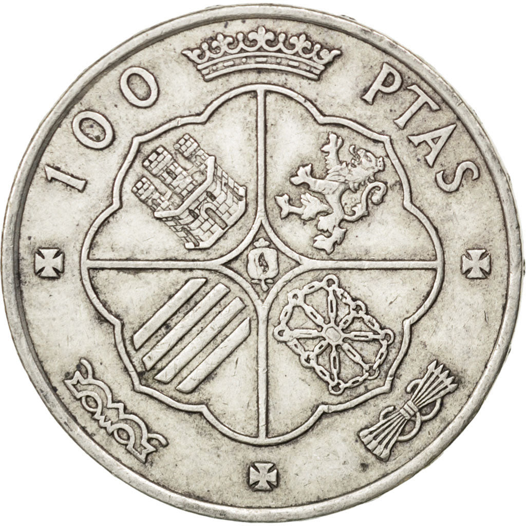 SPAIN, 100 Pesetas, 1966, KM #797, AU(50-53), Silver, 34, 19.00