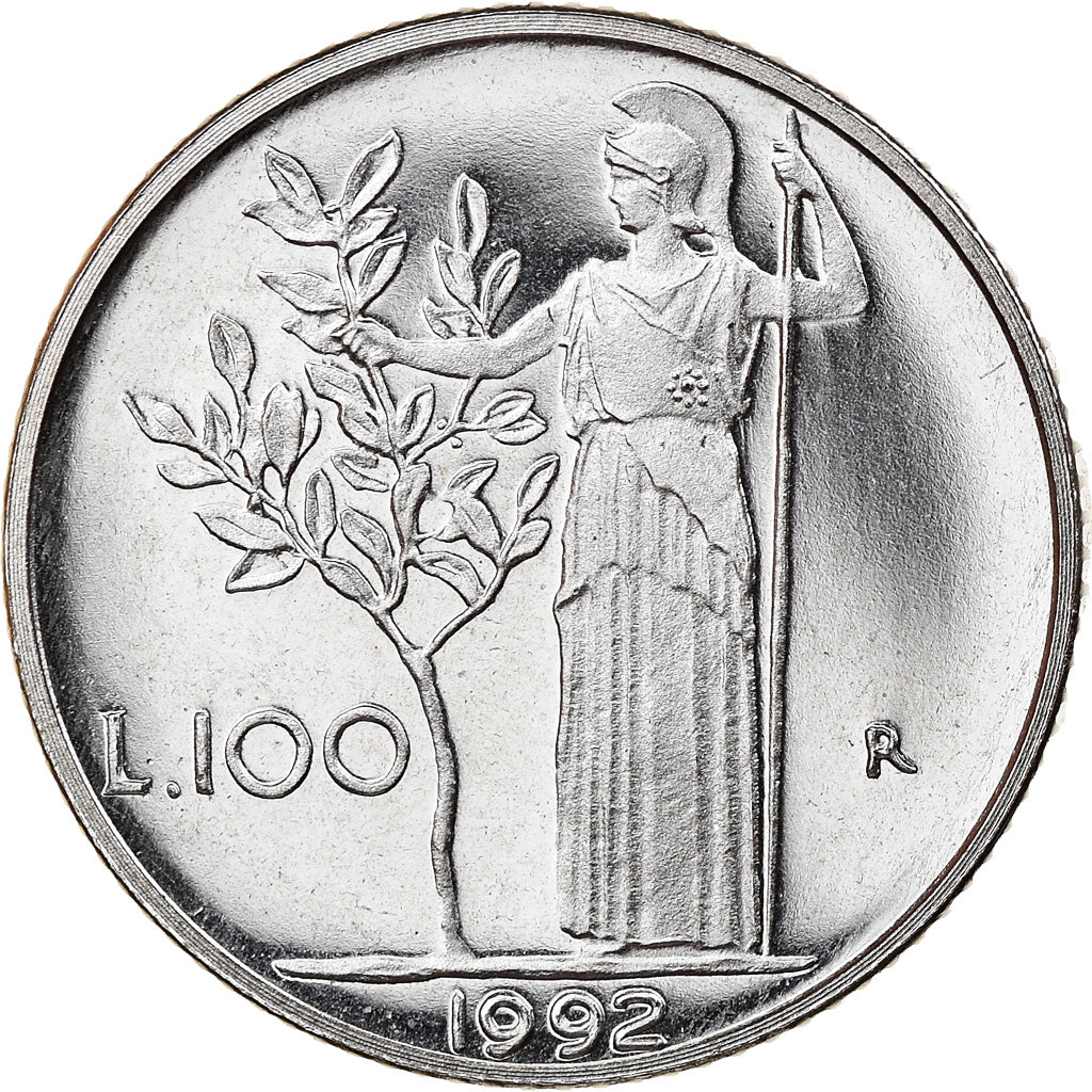 Coin, Italy, 100 Lire, 1992, Rome, Proof, MS(65-70), Stainless Steel, KM:96.2