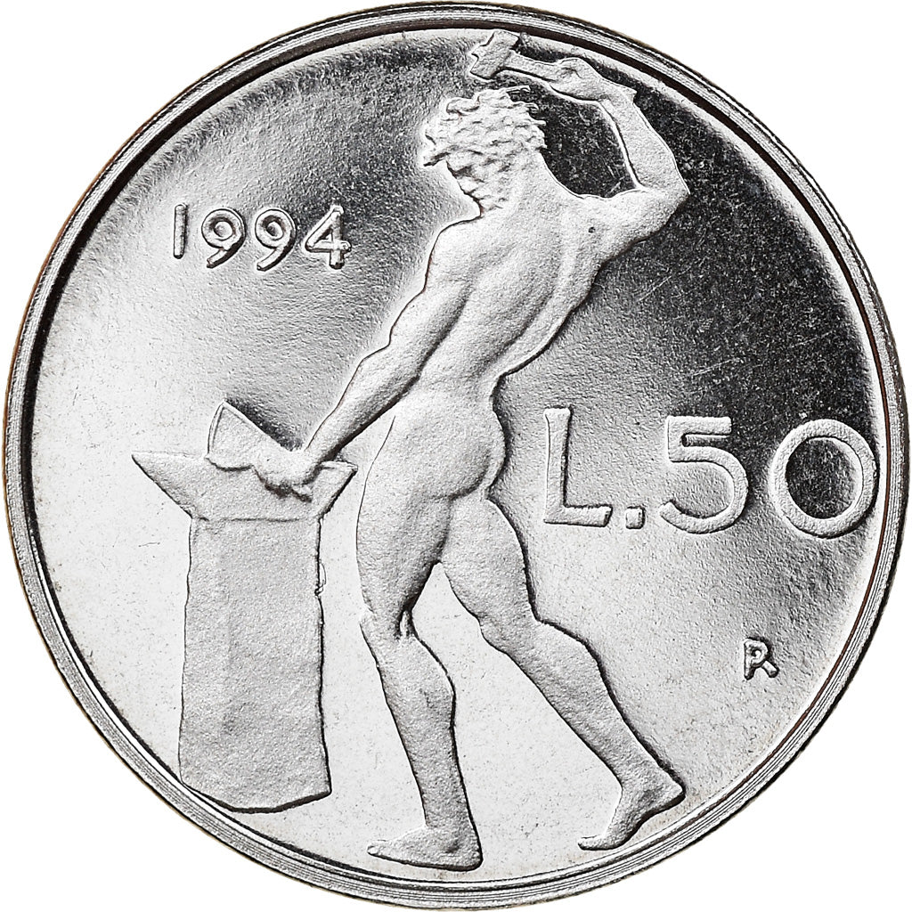 Monnaie, Italie, 50 Lire, 1994, Rome, Proof, FDC, Stainless Steel, KM:95.2
