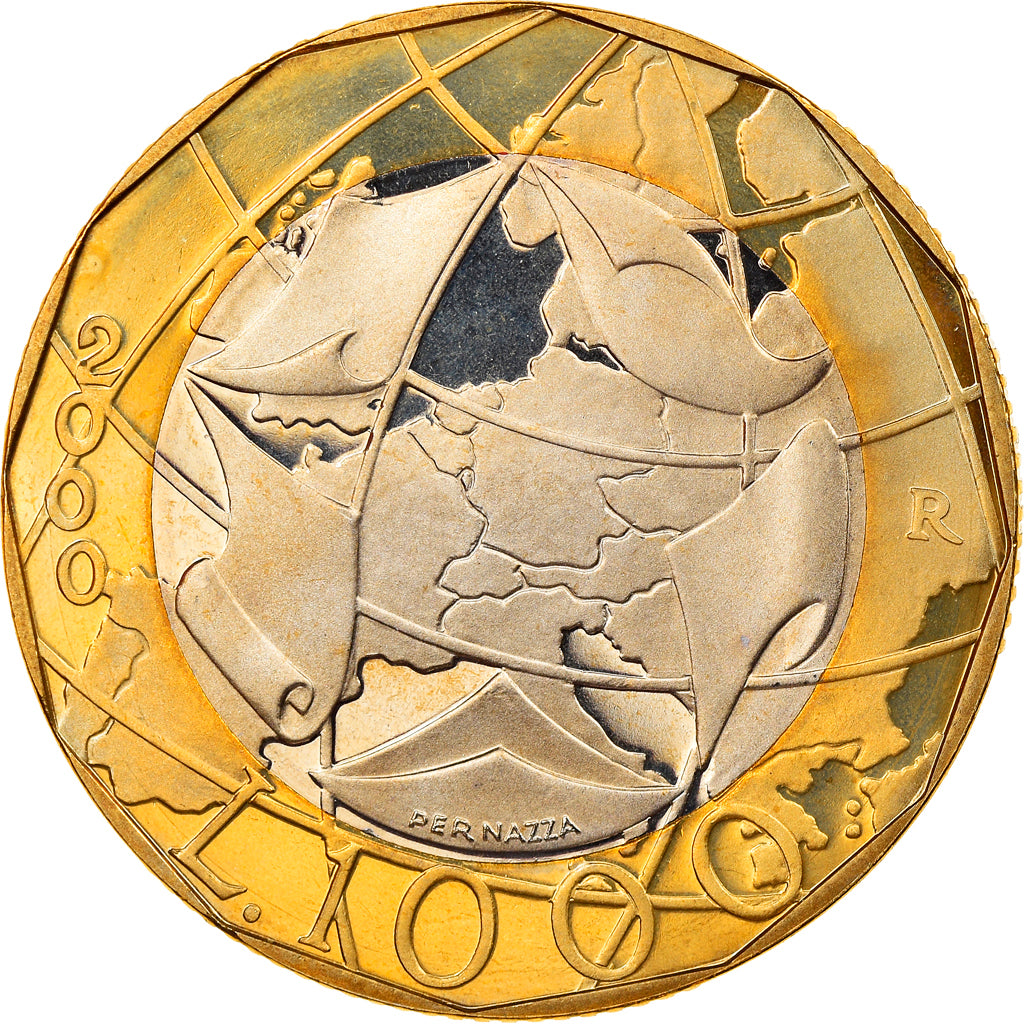 Coin, Italy, 1000 Lire, 2000, Rome, Proof, MS(65-70), Bi-Metallic, KM:194