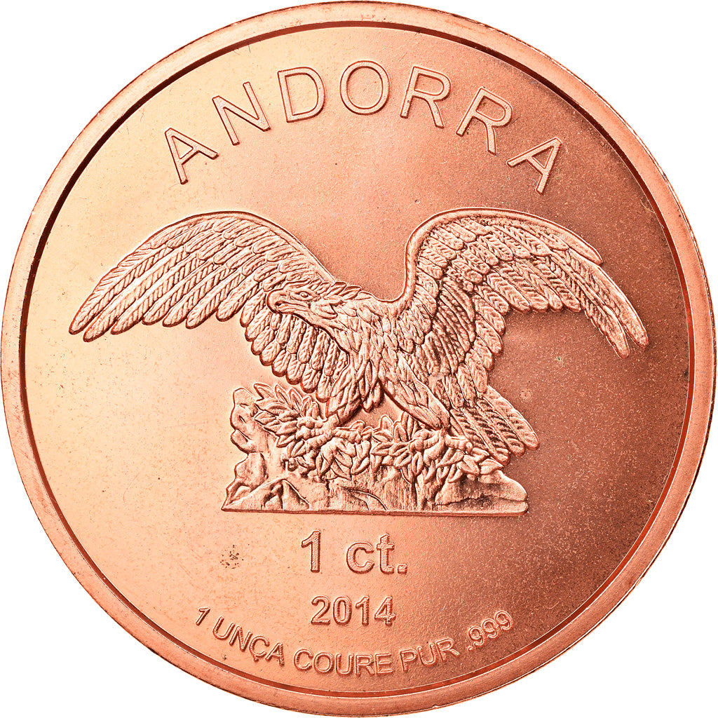 Andorra, 1 Cent, Andorra Eagle, 2014, Proof, MS(65-70), Copper
