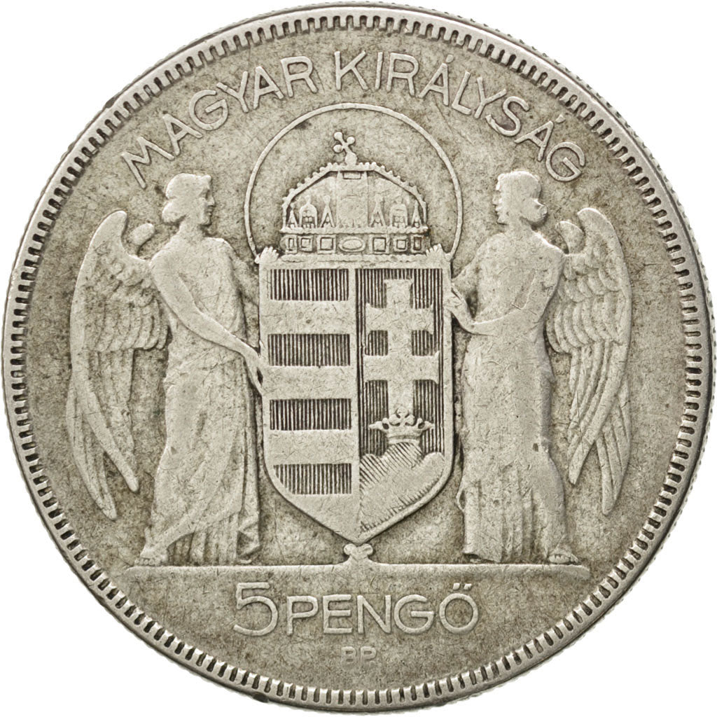 HUNGARY, 5 Pengo, 1930, Budapest, KM #512.1, VF(20-25), Silver, 36, 24.86