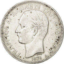 GREECE, 5 Drachmai, 1876, Paris, KM #46, VF(30-35), Silver, 24.93