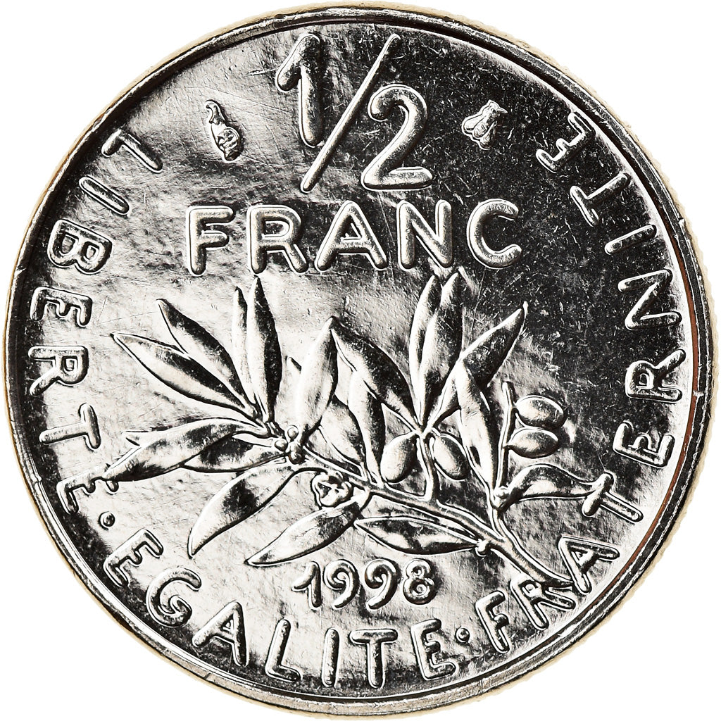 Coin, France, Semeuse, 1/2 Franc, 1998, Proof, MS(65-70), Nickel, KM:931.2