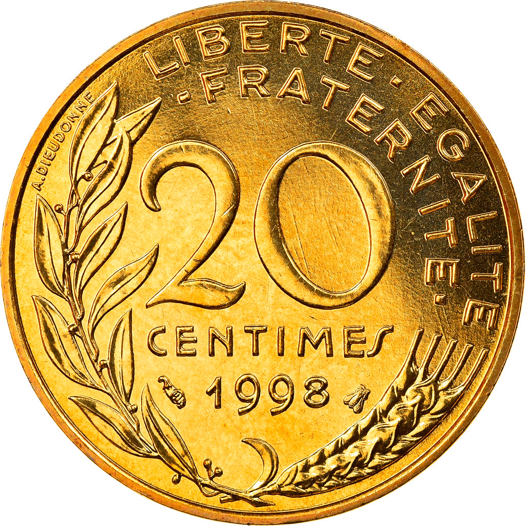 Coin, France, Marianne, 20 Centimes, 1998, Paris, Proof, MS(65-70)