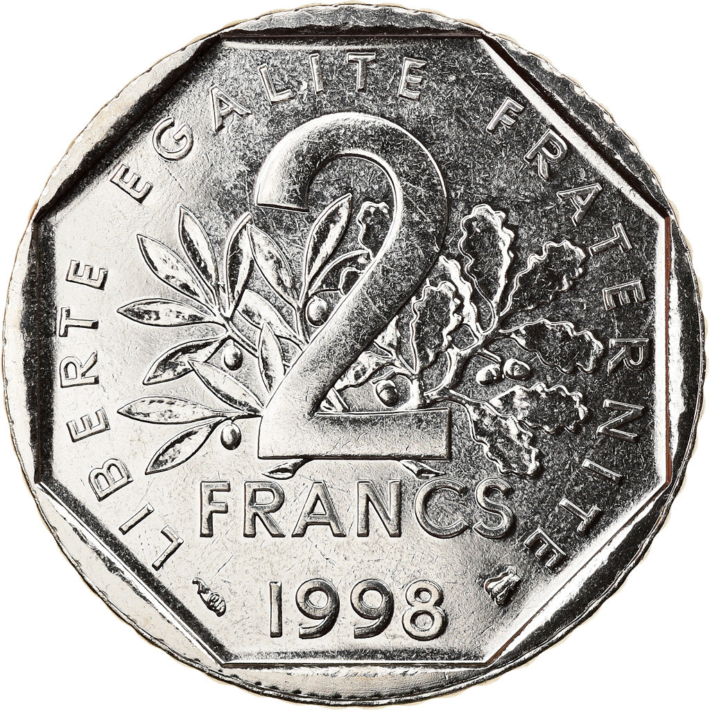 Coin, France, Semeuse, 2 Francs, 1998, Proof, MS(65-70), Nickel, KM:942.2