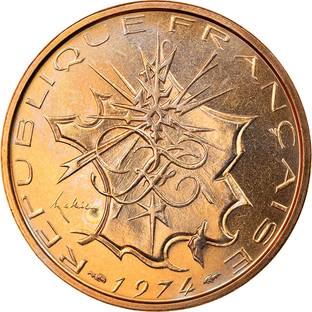 Coin, France, Mathieu, 10 Francs, 1974, FDC, MS(65-70), Nickel-brass, KM:940