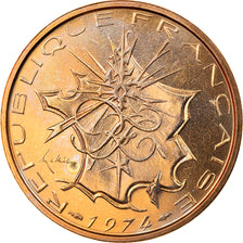 Moneta, Francja, Mathieu, 10 Francs, 1974, FDC, MS(65-70), Mosiądz niklowy