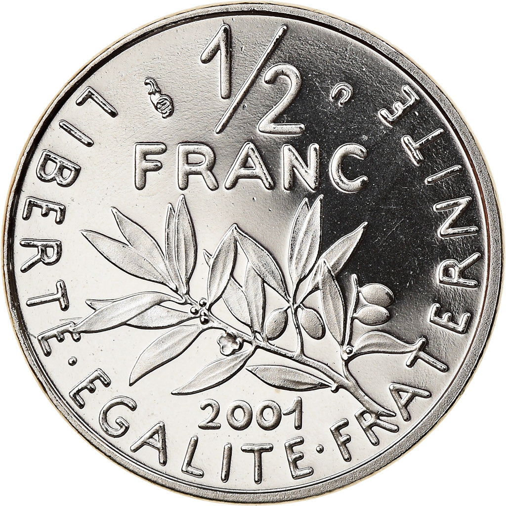 Moneta, Francia, Semeuse, 1/2 Franc, 2001, Proof, FDC, Nichel, KM:931.2