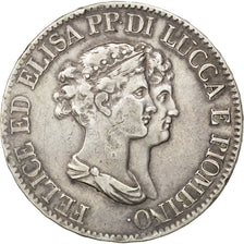 ITALIAN STATES, 5 Franchi, 1807, Firenze, KM #24.3, VF(30-35), Silver, 37, 24.90