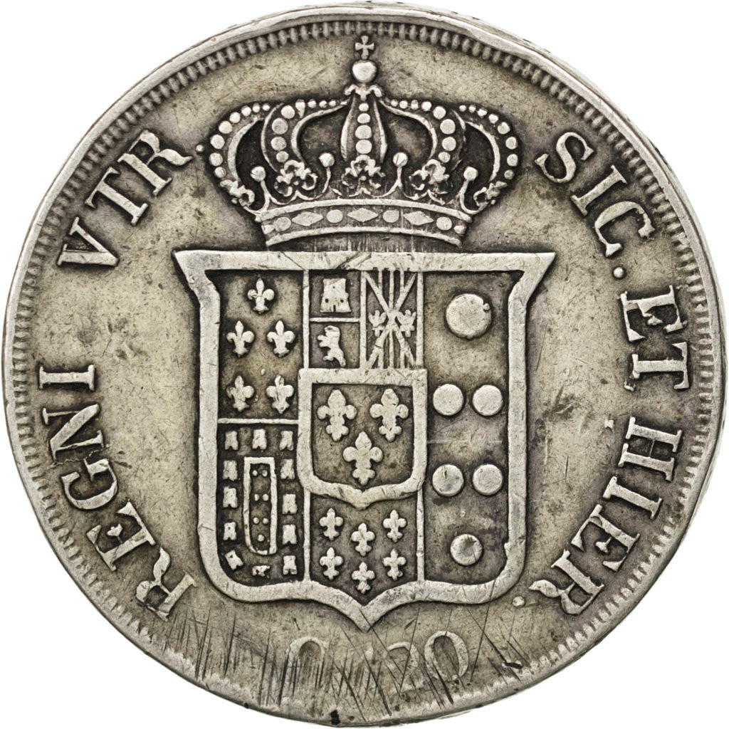 ITALIAN STATES, 20 Grana, 1836, KM #307, VF(30-35), Silver, 21.5, 27.57