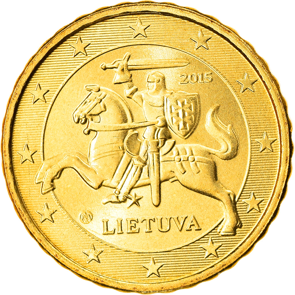 Lithuania, 10 Euro Cent, 2015, MS(65-70), Nordic gold