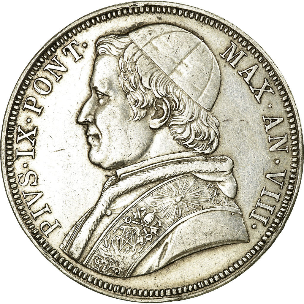 Coin, ITALIAN STATES, PAPAL STATES, Pius IX, Scudo, 1853, Rome, AU(50-53)