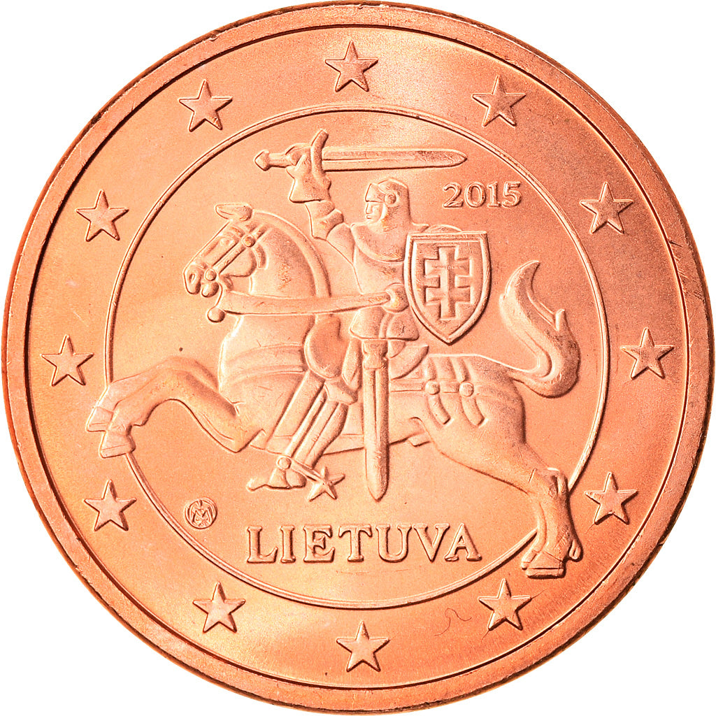 Lithuania, 5 Euro Cent, 2015, MS(64), Copper Plated Steel
