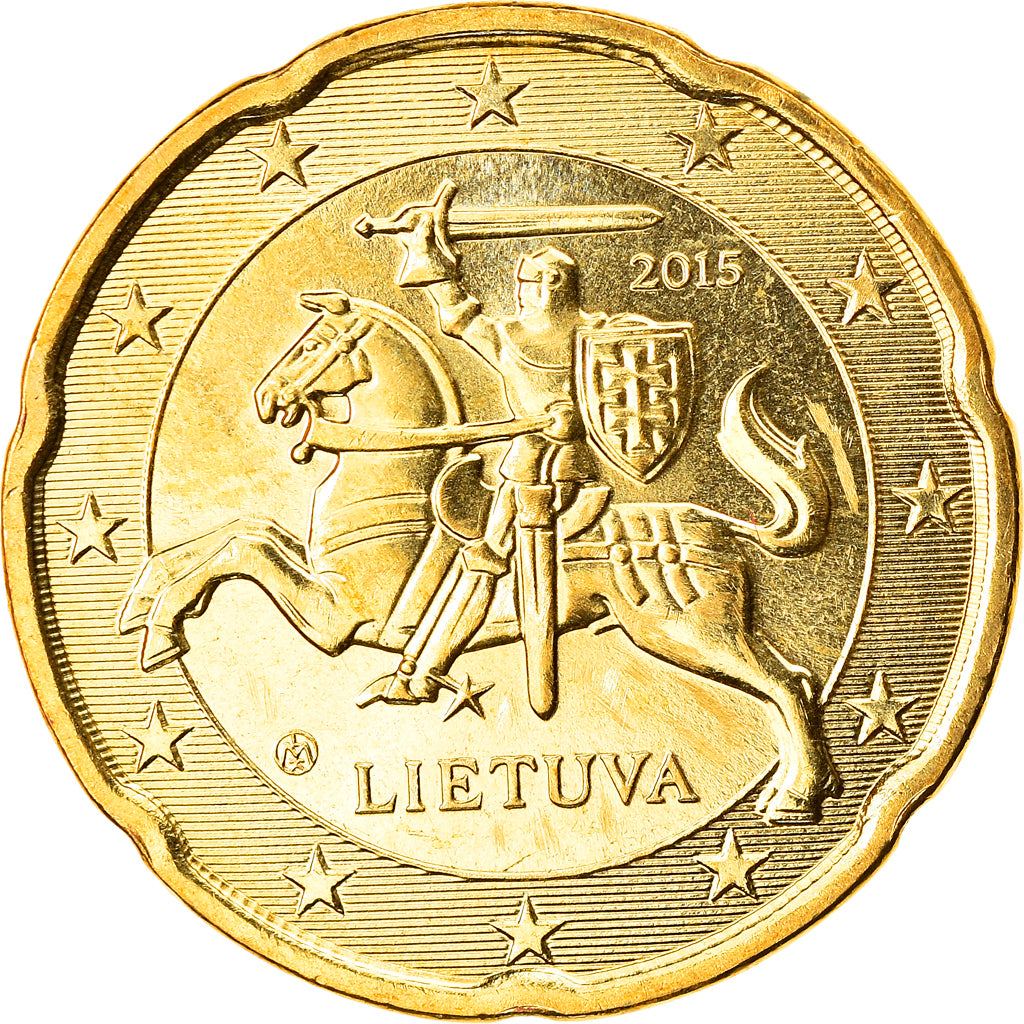 Lituânia, 20 Euro Cent, 2015, MS(63), Nordic gold