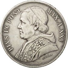 ITALIAN STATES, 5 Lire, 1870, Rome, KM #1385, EF(40-45), Silver, 24.94