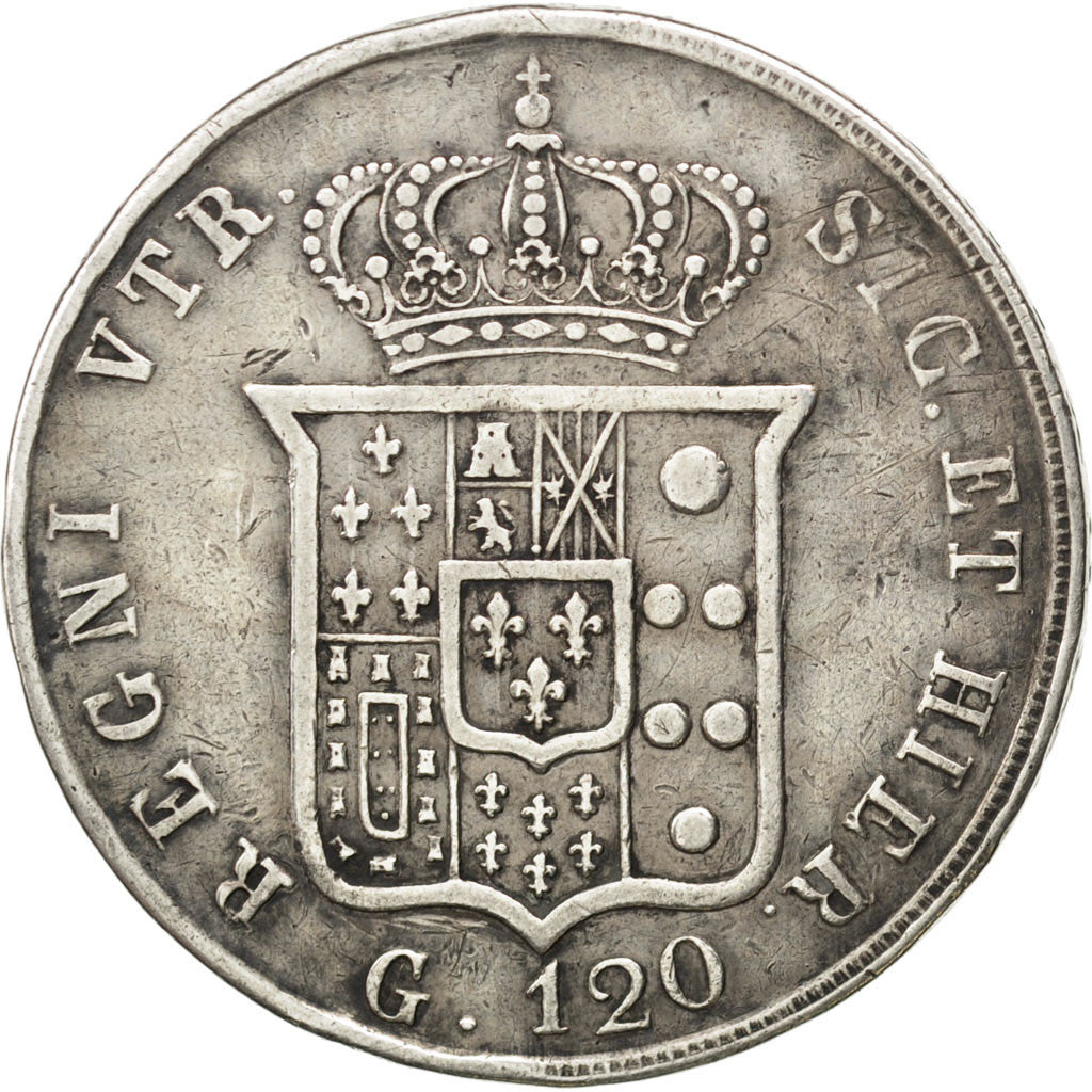 Italie, Naples & Sicile, Ferdinand II, 120 Grana, 1856, KM 370