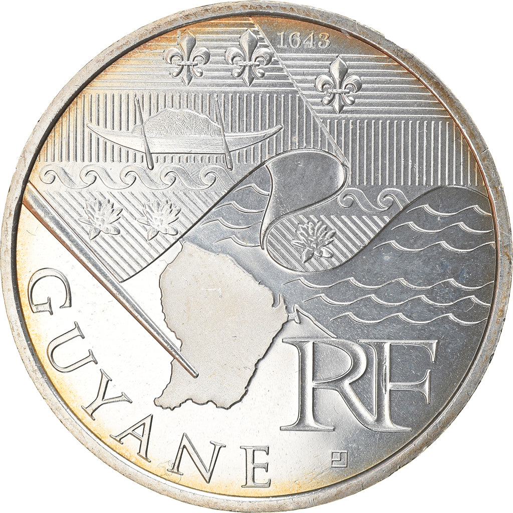 France, 10 Euro, Guyane, 2010, Paris, MS(64), Silver, KM:1654