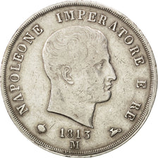 ITALIAN STATES, 5 Lire, 1813, Milan, KM #10.4, VF(30-35), Silver, 24.85