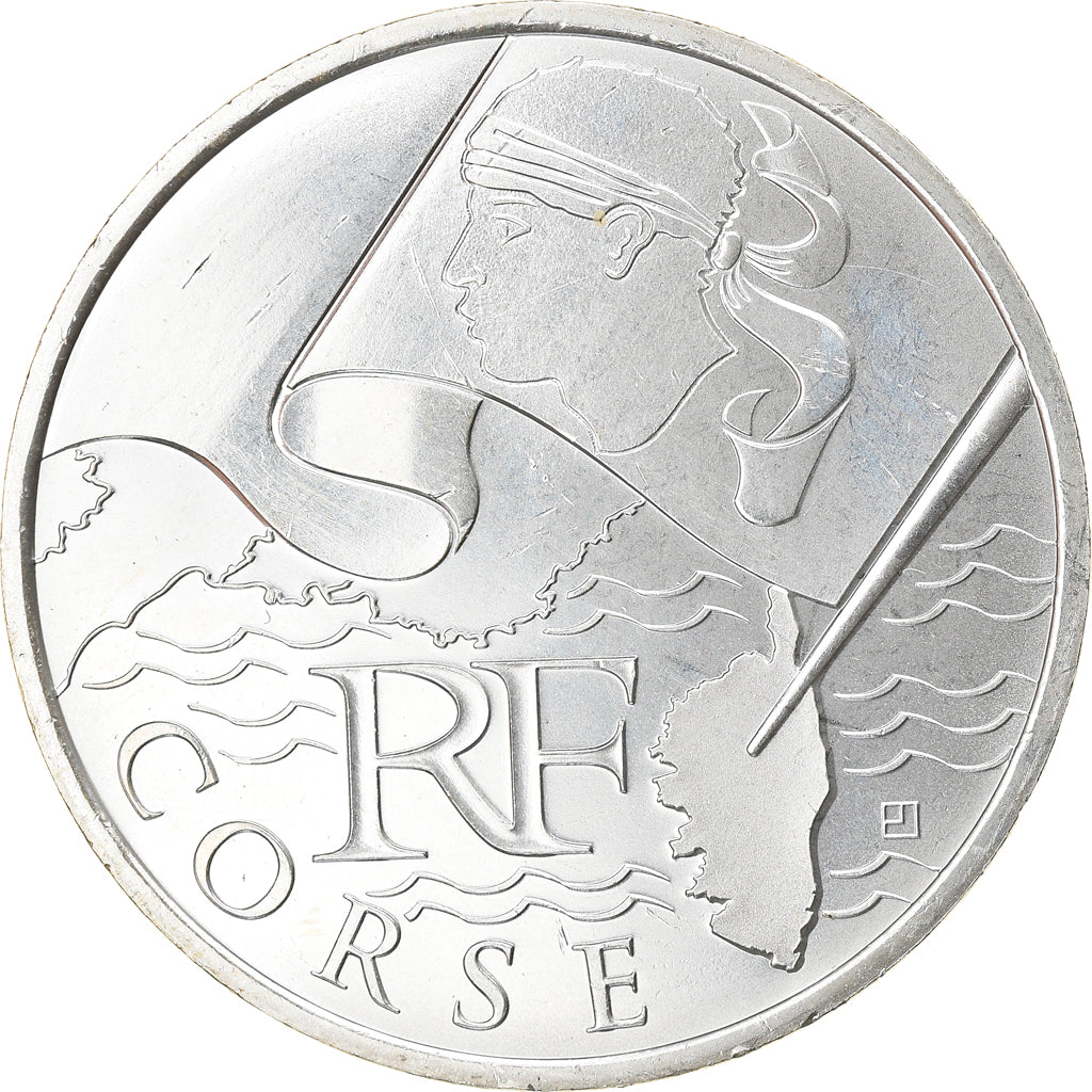 France, 10 Euro, Corse, 2010, Paris, MS(64), Silver, KM:1658
