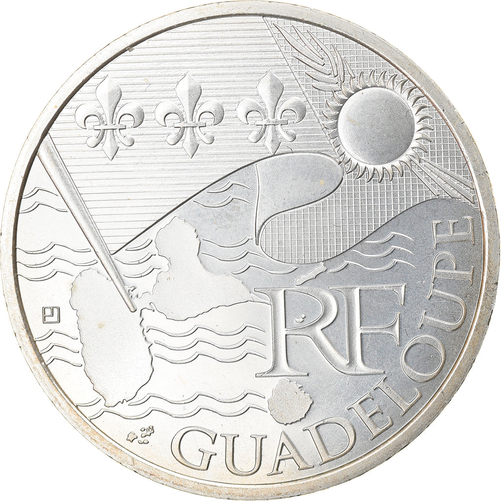 France, 10 Euro, Guadeloupe, 2010, Paris, MS(64), Silver, KM:1655