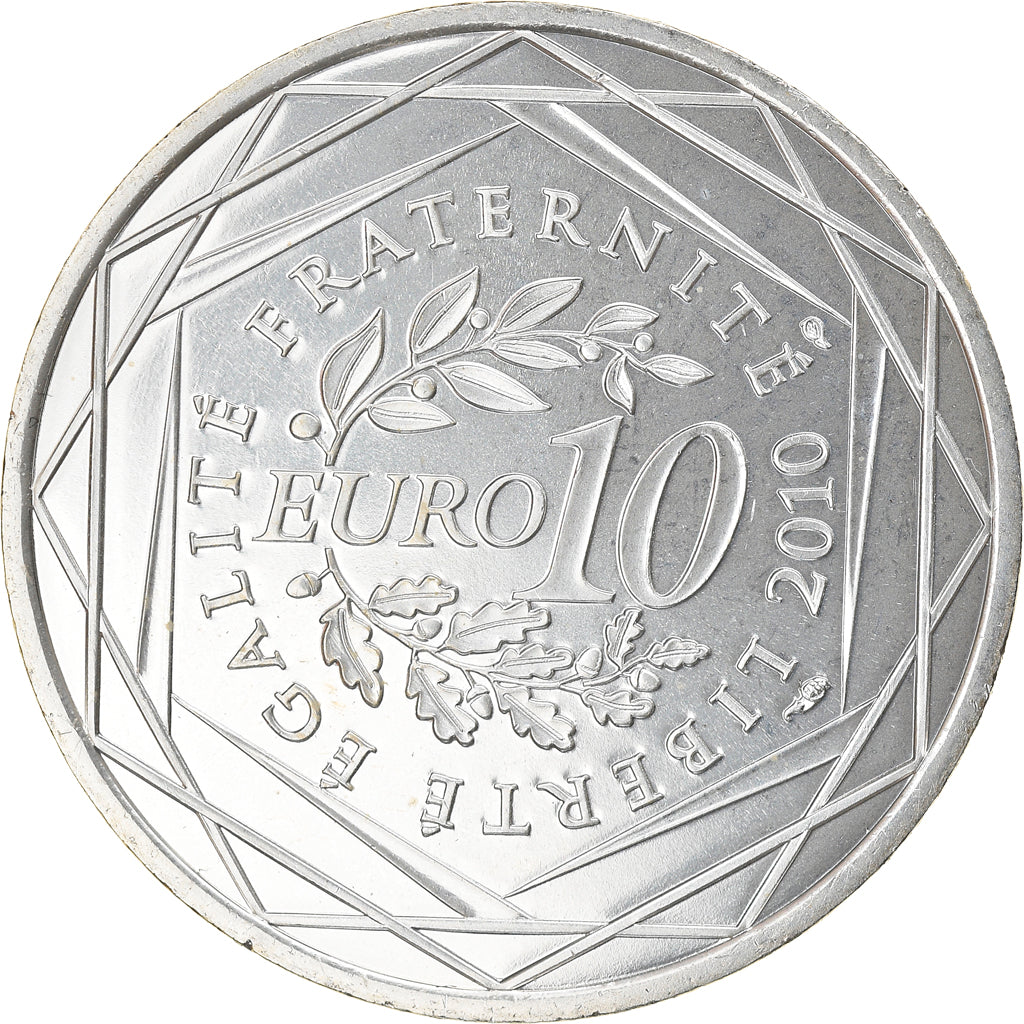 France, 10 Euro, Guadeloupe, 2010, Paris, MS(64), Silver, KM:1655
