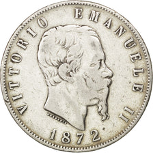 ITALY, 5 Lire, 1872, Milan, KM #8.3, VF(30-35), Silver, 24.87