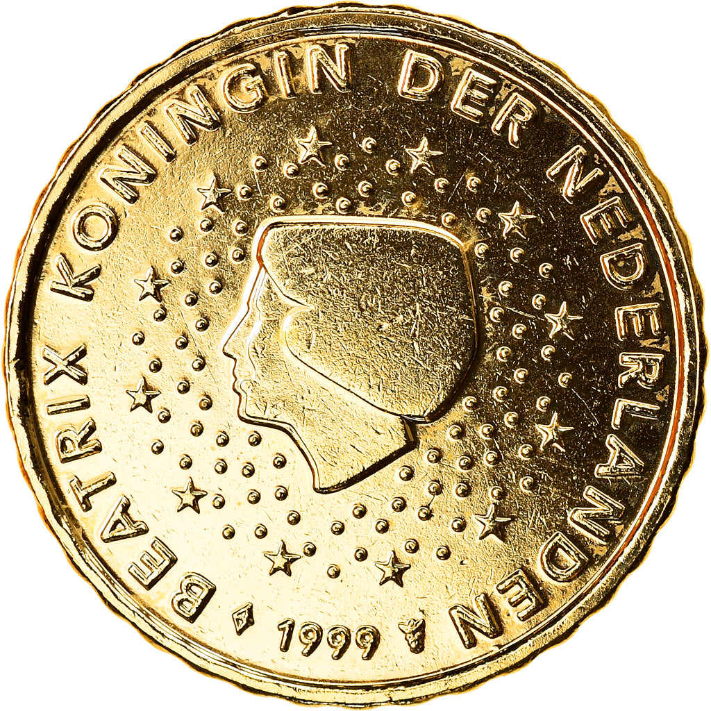 Netherlands, 10 Centimes, Reine Beatrix, 1999, golden, MS(63), Nordic gold