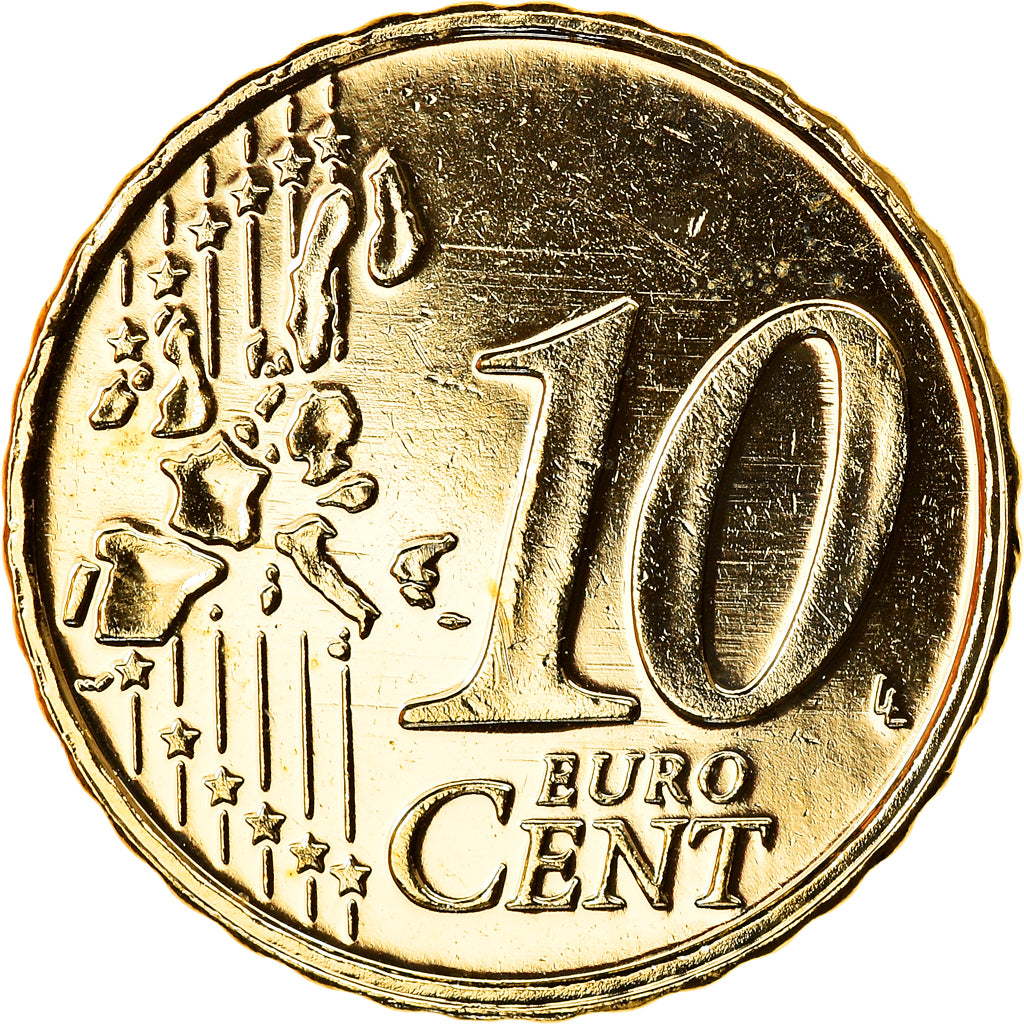 Netherlands, 10 Centimes, Reine Beatrix, 1999, golden, MS(63), Nordic gold
