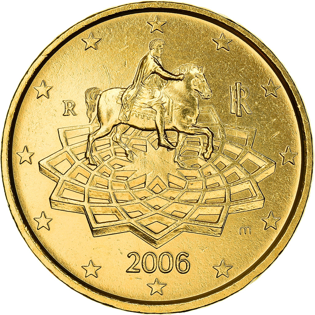 Italy, 50 Centimes, Equestrian Statue of Marcus Aurelius, 2006, golden, MS(63)