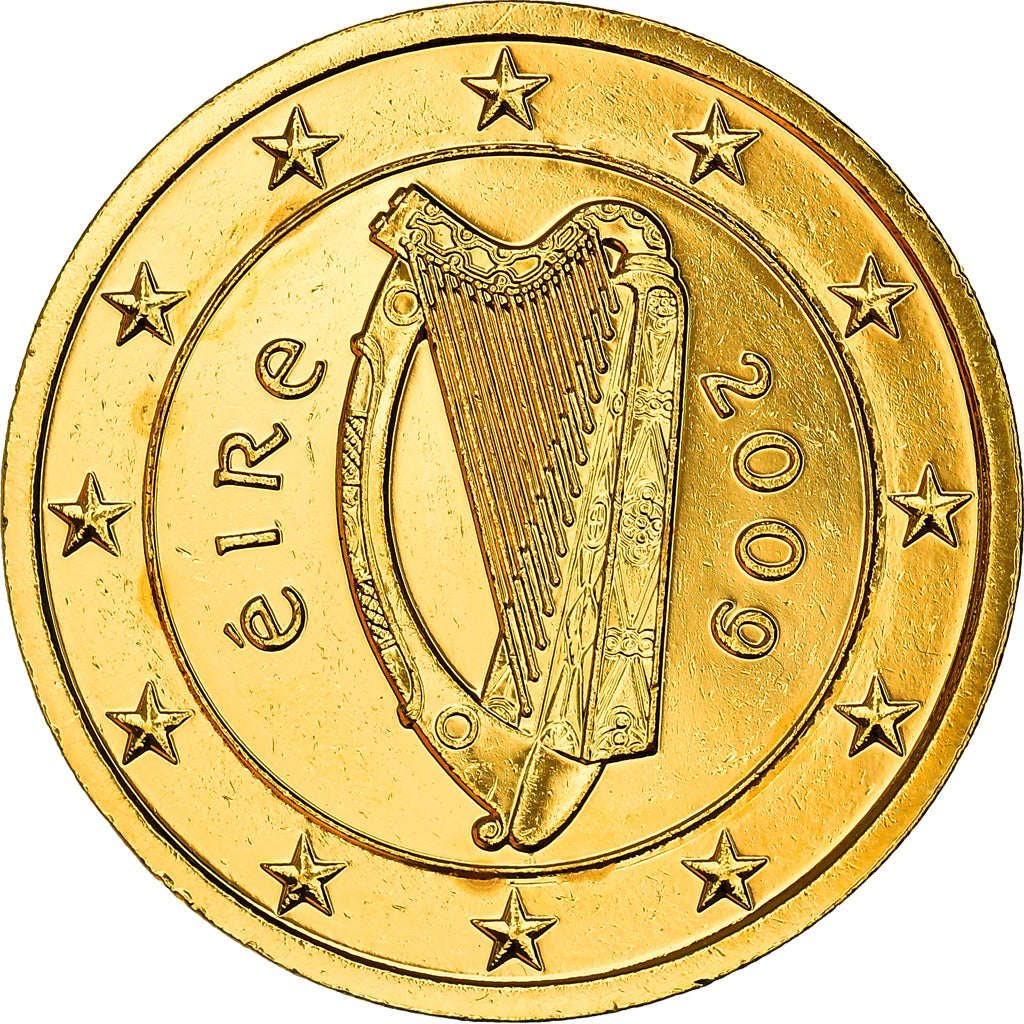 Ierland, 2 Euro, Celtic harp, 2009, golden, UNC-, Bi-Metallic