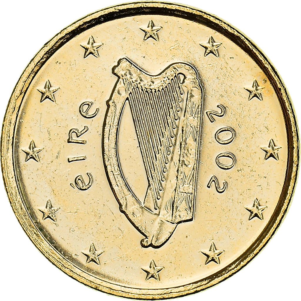 Ireland, 1 Centime, Celtic harp, 2002, golden, MS(63), Copper Plated Steel