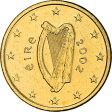 Ireland, 2 Centimes, Celtic harp, 2002, golden, MS(63), Copper Plated Steel