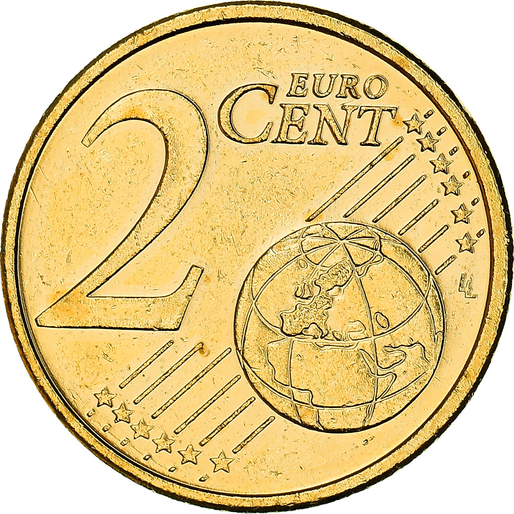 Ireland, 2 Centimes, Celtic harp, 2002, golden, MS(63), Copper Plated Steel