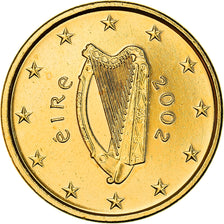 Irlandia, 5 Centimes, Celtic harp, 2002, golden, MS(63), Miedź platerowana