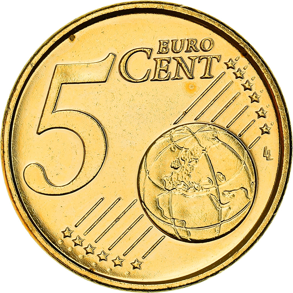 Ireland, 5 Centimes, Celtic harp, 2002, golden, MS(63), Copper Plated Steel