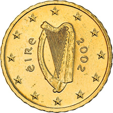 Ireland, 10 Centimes, Celtic harp, 2002, golden, MS(63), Nordic gold