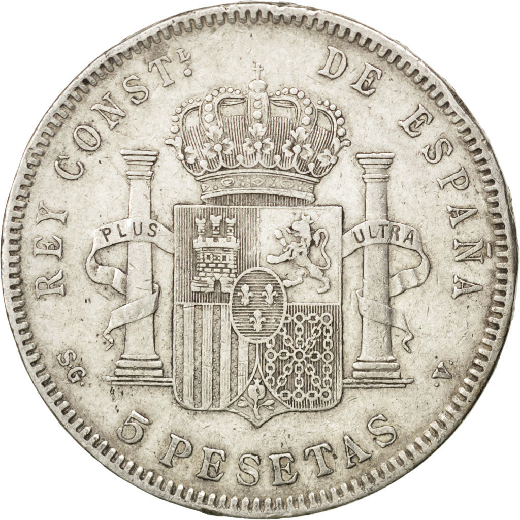 SPAIN, 5 Pesetas, 1898, KM #707, EF(40-45), Silver, 24.76