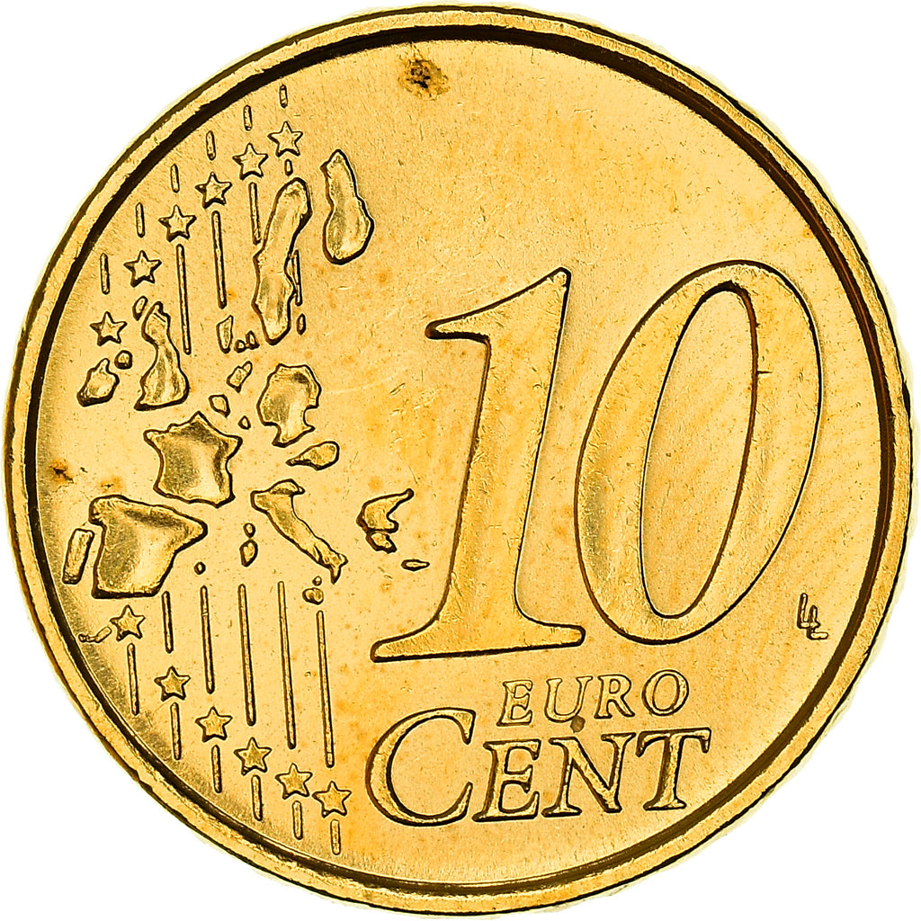 Italy, 10 Centimes, Birth of Venus, 2006, golden, MS(63), Nordic gold
