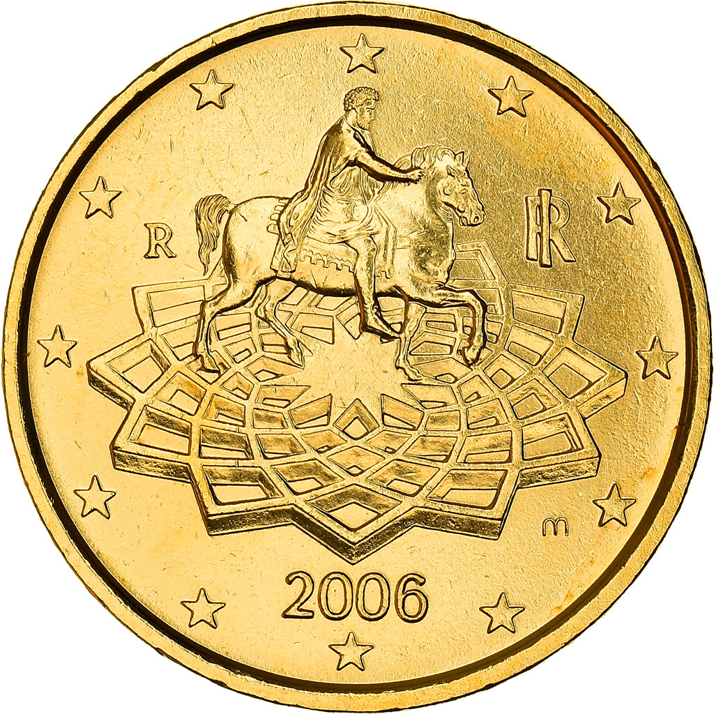 Italy, 50 Centimes, Equestrian Statue of Marcus Aurelius, 2006, golden, MS(63)