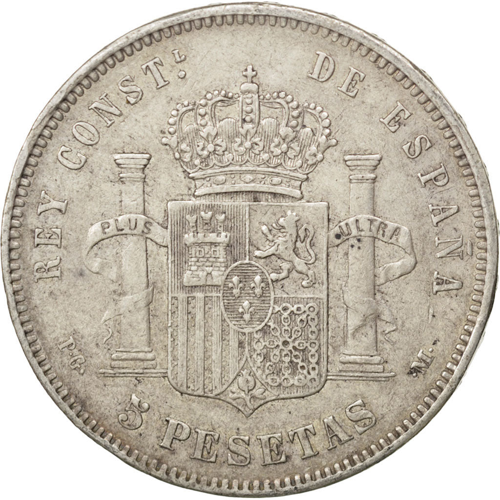 SPAIN, 5 Pesetas, 1891, KM #689, EF(40-45), Silver, 25.03