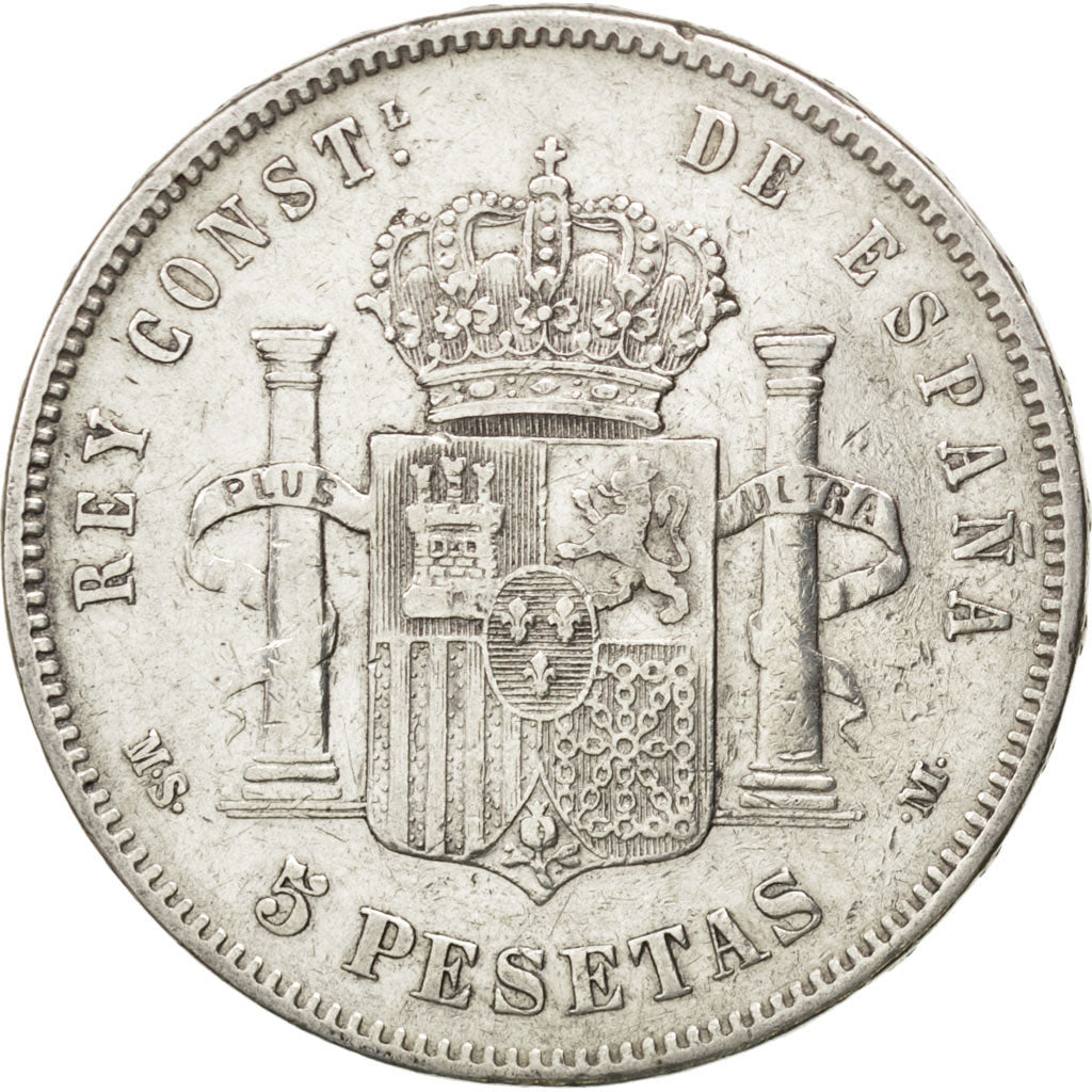 SPAIN, 5 Pesetas, 1885, KM #688, VF(30-35), Silver, 24.87