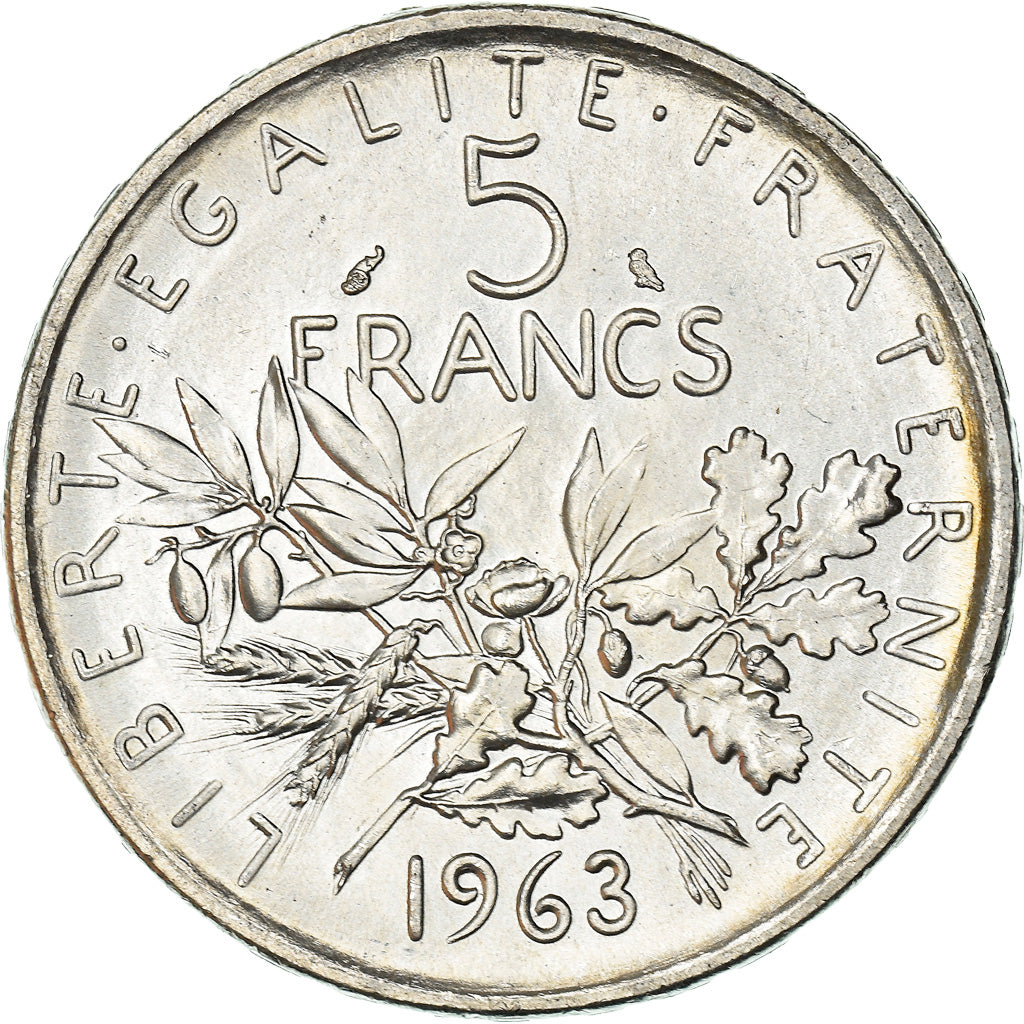Coin, France, Semeuse, 5 Francs, 1963, MS(64), Silver, KM:926