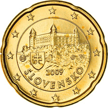Slovakia, 20 Euro Cent, Bratislava Castle, 2009, golden, MS(63), Nordic gold