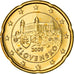 Slovakia, 20 Euro Cent, Bratislava Castle, 2009, golden, MS(63), Nordic gold