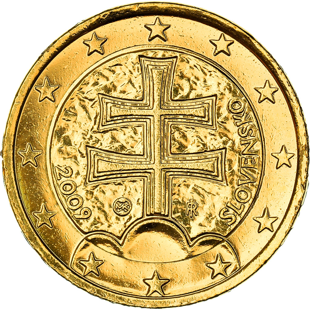 Slovakia, 1 Euro, the Double Cross on Three Hills, 2009, golden, MS(63)