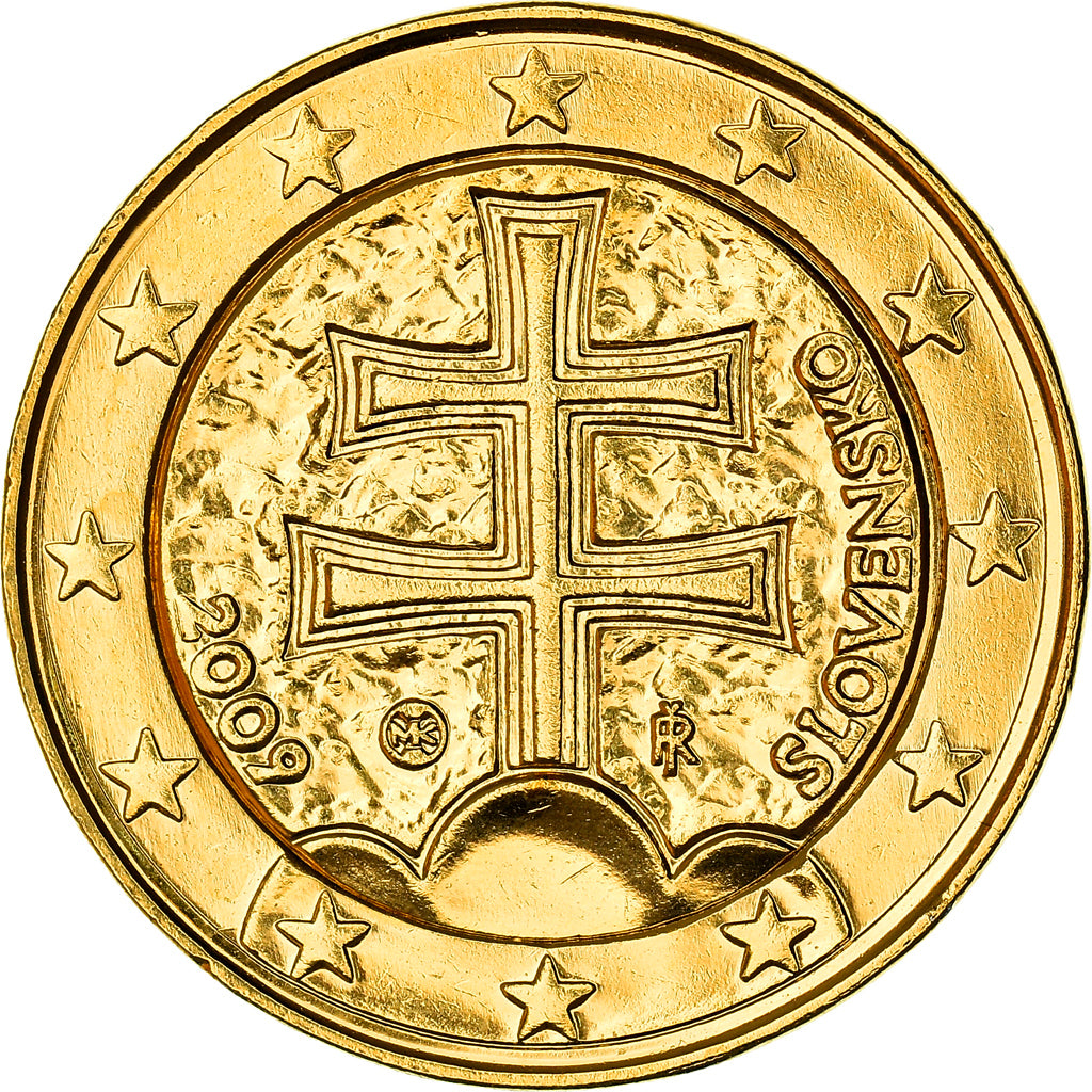 Slovakia, 2 Euro, the Double Cross on Three Hills, 2009, golden, MS(63)